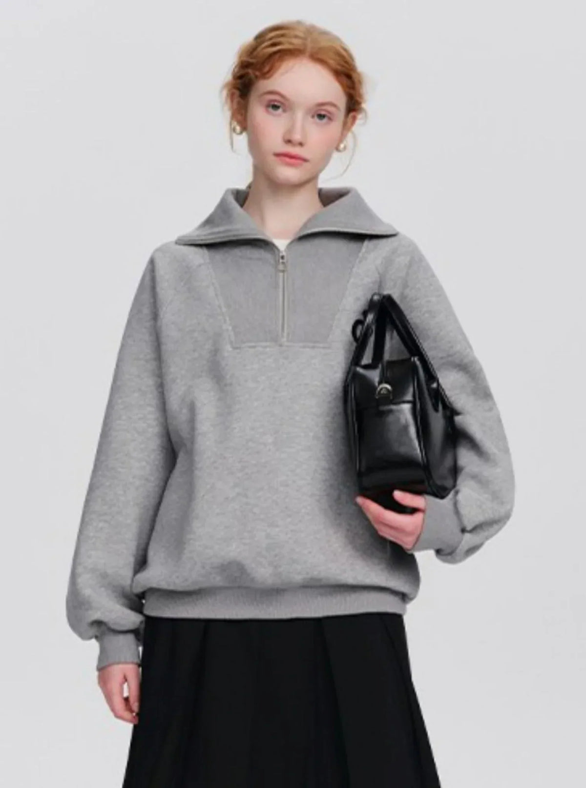 Zipper small figure oversize Korean top