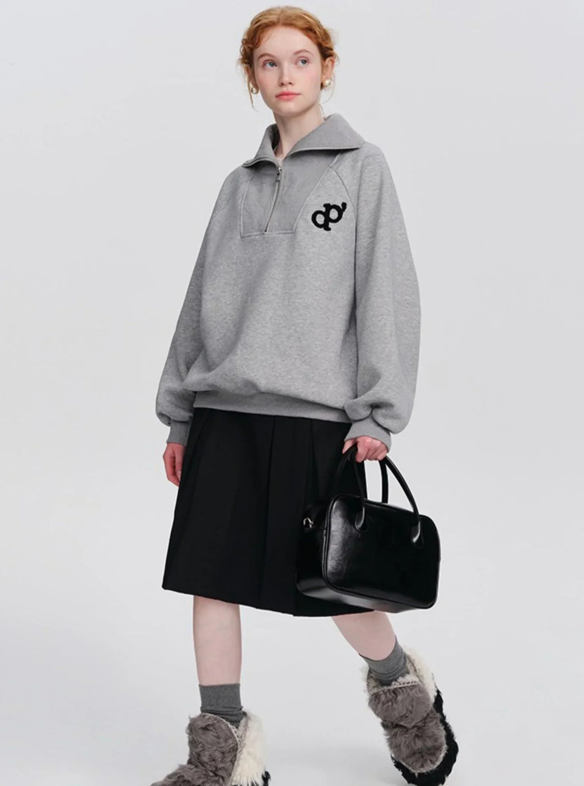 Zipper small figure oversize Korean top