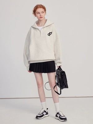 Zipper small figure oversize Korean top