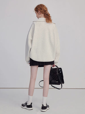 Zipper small figure oversize Korean top